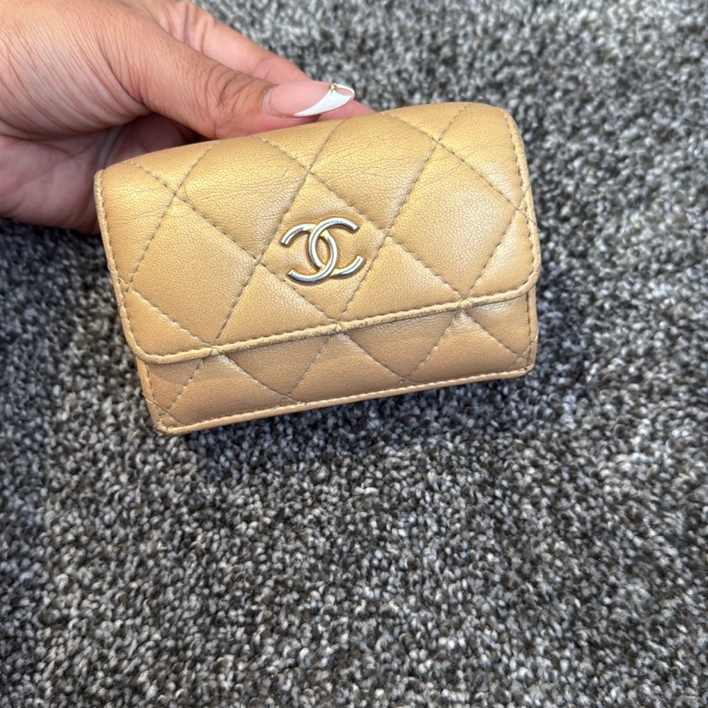 Chanel Gold Quilted Wallet